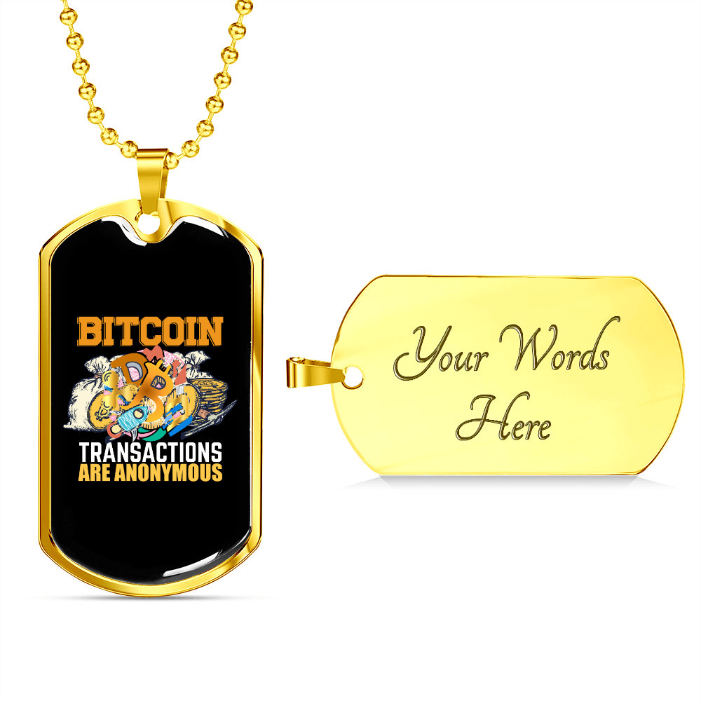 Bitcoin Transactions Crypto Necklace Stainless Steel Or 18k Gold Dog Tag 24 Ch 67$